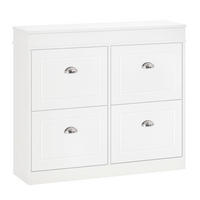 SCHUHSCHRANK DE-14980 4 Klapptüren mit Doppelfächern Weiß - Weiß, Holzwerkstoff (98/83/24cm) - ComfortXL