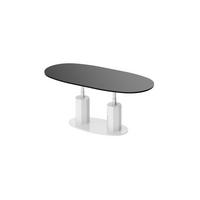 COUCHTISCH Schwarz Weiß Hochglanz oval ausziehbar höhenverstellbar - Schwarz Hochglanz/Weiß Hochglanz, Holzwerkstoff (80/130/54cm) - designimpex