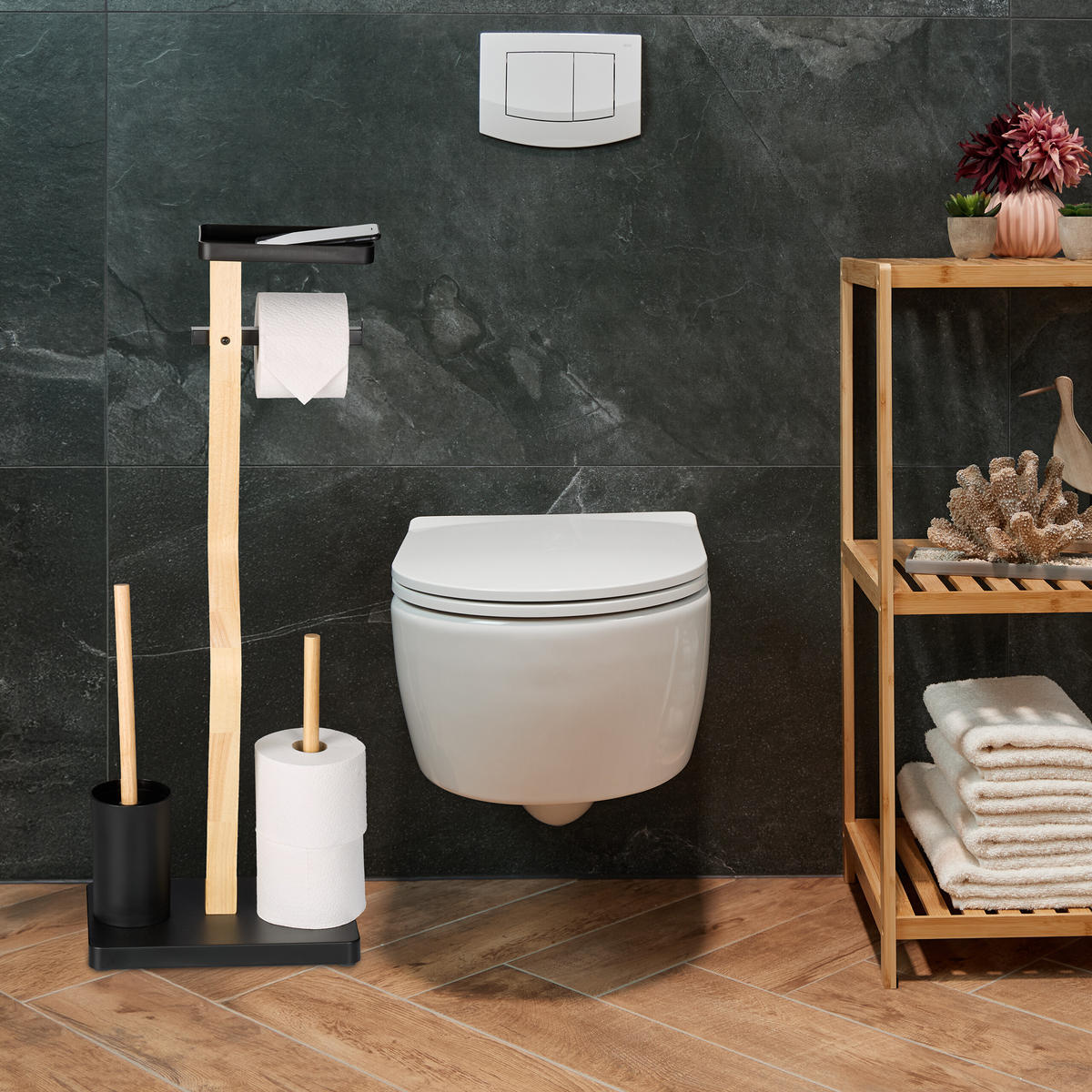 WC-GARNITUR - Weiß, Holz/Kunststoff (30/80/20cm) - Relaxdays