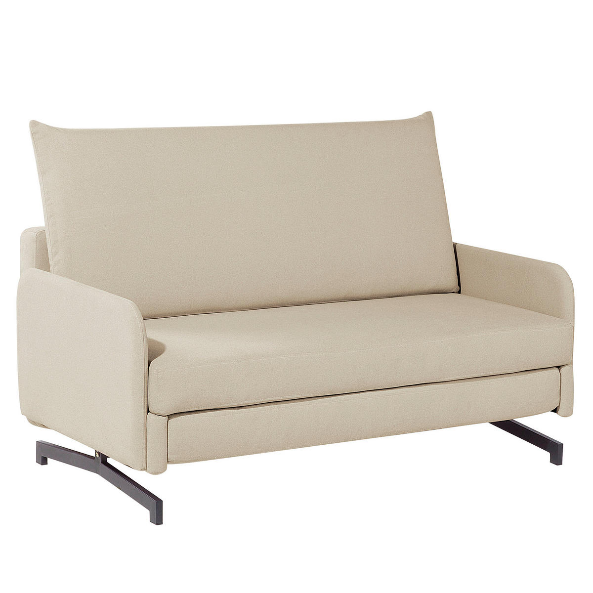 2-SITZER-SCHLAFSOFA Polyester Beige Belfast - Beige, Textil (147/68/80cm) - Beliani