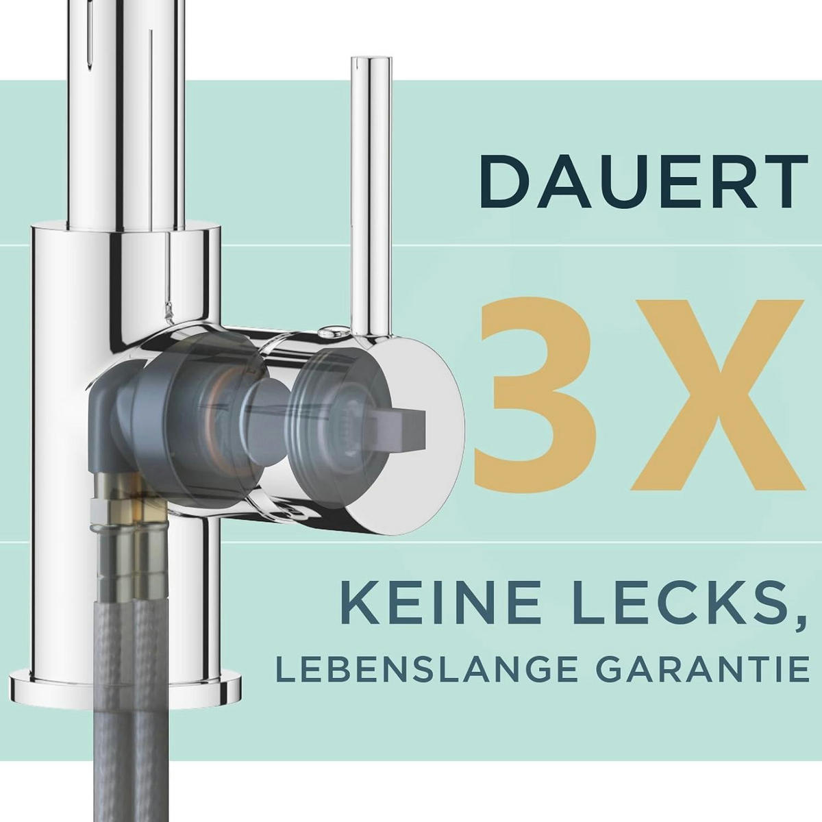 KÜCHENARMATUR mit ausziehbarer Brause, 360° drehbar, polierter Chrom - Silberfarben, Metall (5/43/20cm)