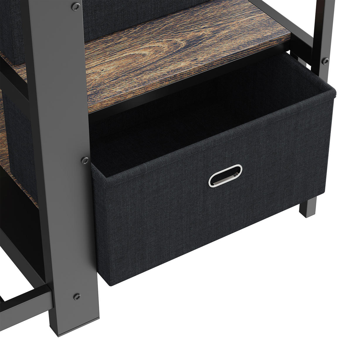ETAGENBETT 90/200 cm mit Treppe, LED und Steckdose, DE-41957, in Schwarz - Schwarz, Metall (90/200cm) - ComfortXL
