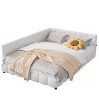 POLSTERBETT 140x200 mit USB und LED, Doppelbett 140x200 cm mit Lattenrost, Jugendbett, Samt, Weiß - Weiß, Holz/Textil (140/200cm) - GENKI LIVING