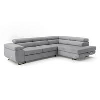 ECKSOFA Velmo mit Bettkasten und Schlaffunktion, verstellbaren Kopfstützen, in L-Form - Hellgrau, Textil (275/203cm)