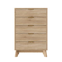 KOMMODE Wellen-Design mit 5 Schubladen 73/40/108 cm Eiche-Dekor - Eichefarben, Holzwerkstoff (73/108/40cm) - Creahappy