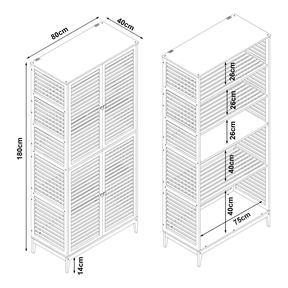 SKŘÍŇ DO KOUPELNY Raurgela - přírodní, dřevo (80/180/40cm) - [en.casa]