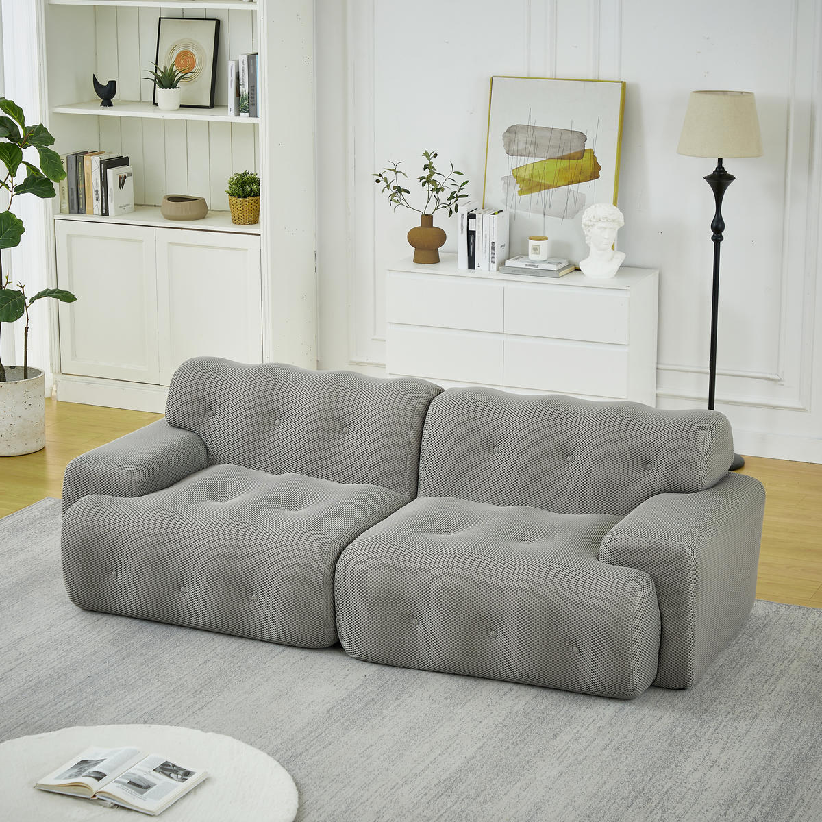 2-SITZER-SOFA DE-35265 mit Knopfverzierung Grau - Grau, Textil (104/66/224cm) - ComfortXL