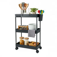 ROLLWAGEN - Schwarz, Kunststoff/Metall (40/62.5/22cm) - Relaxdays