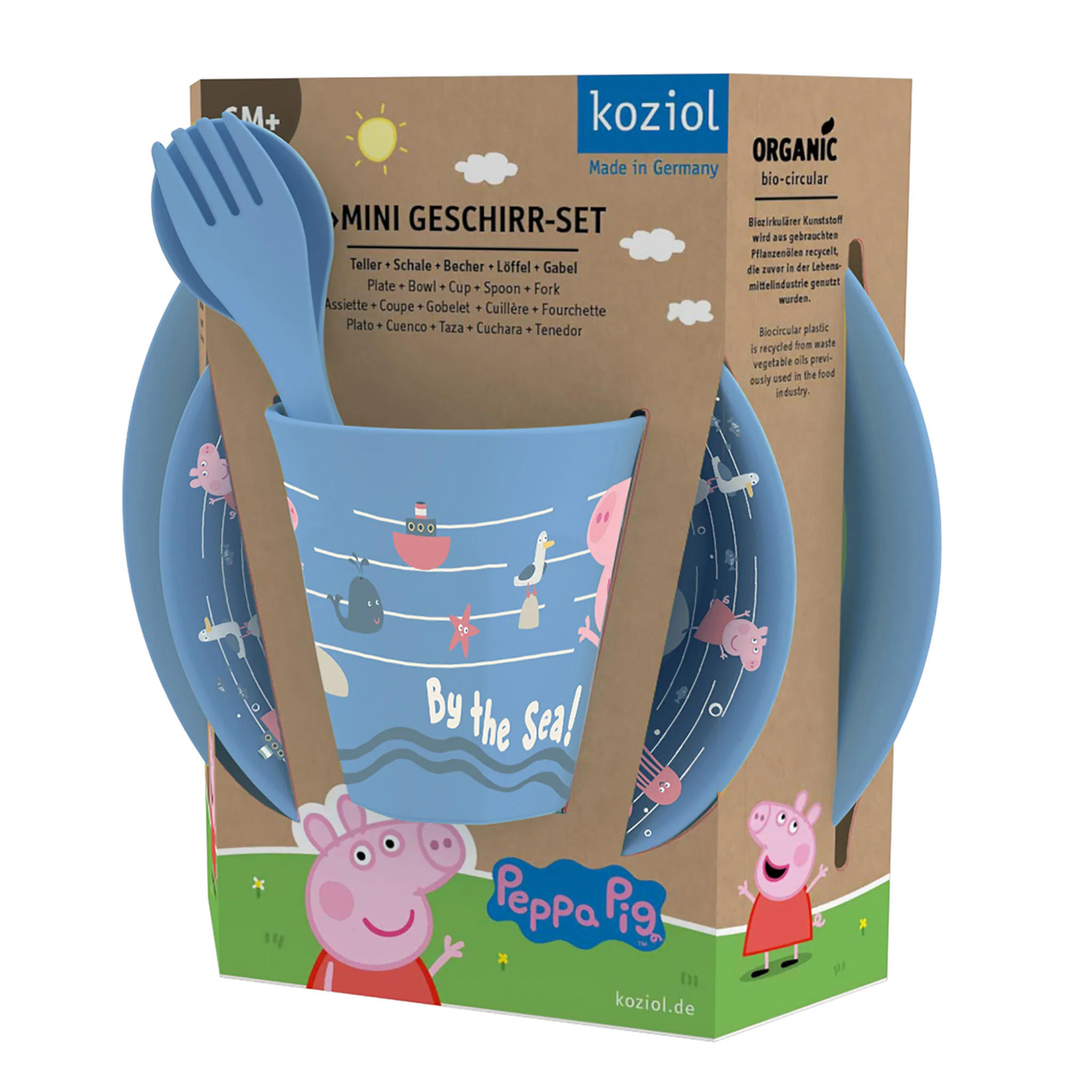 KINDERGESCHIRR-SET Peppa Pig 4-teilig - Blau, Kunststoff (1/1/1cm)
