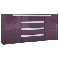 SIDEBOARD Sylt Brombeer Hochglanz / Weiß Hochglanz - Brombeere, Holzwerkstoff (166.5/75.5/35cm) - Vladon