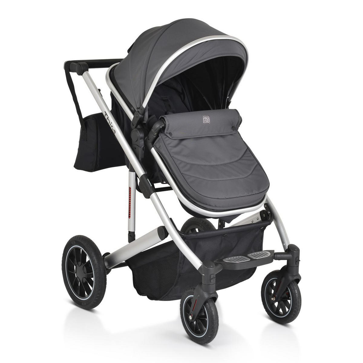 KINDERWAGEN 2 in 1 Thira grau Babywanne, umbaubar, Sportsitz, Fußabdeckung - Grau, Metall (96/61/107cm) - Moni