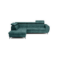 ECKSOFA MAGIA L-S Grün Plüsch-Stoff mit Schlaffunktion - Grün, Holz (260/217cm) - MASSENO