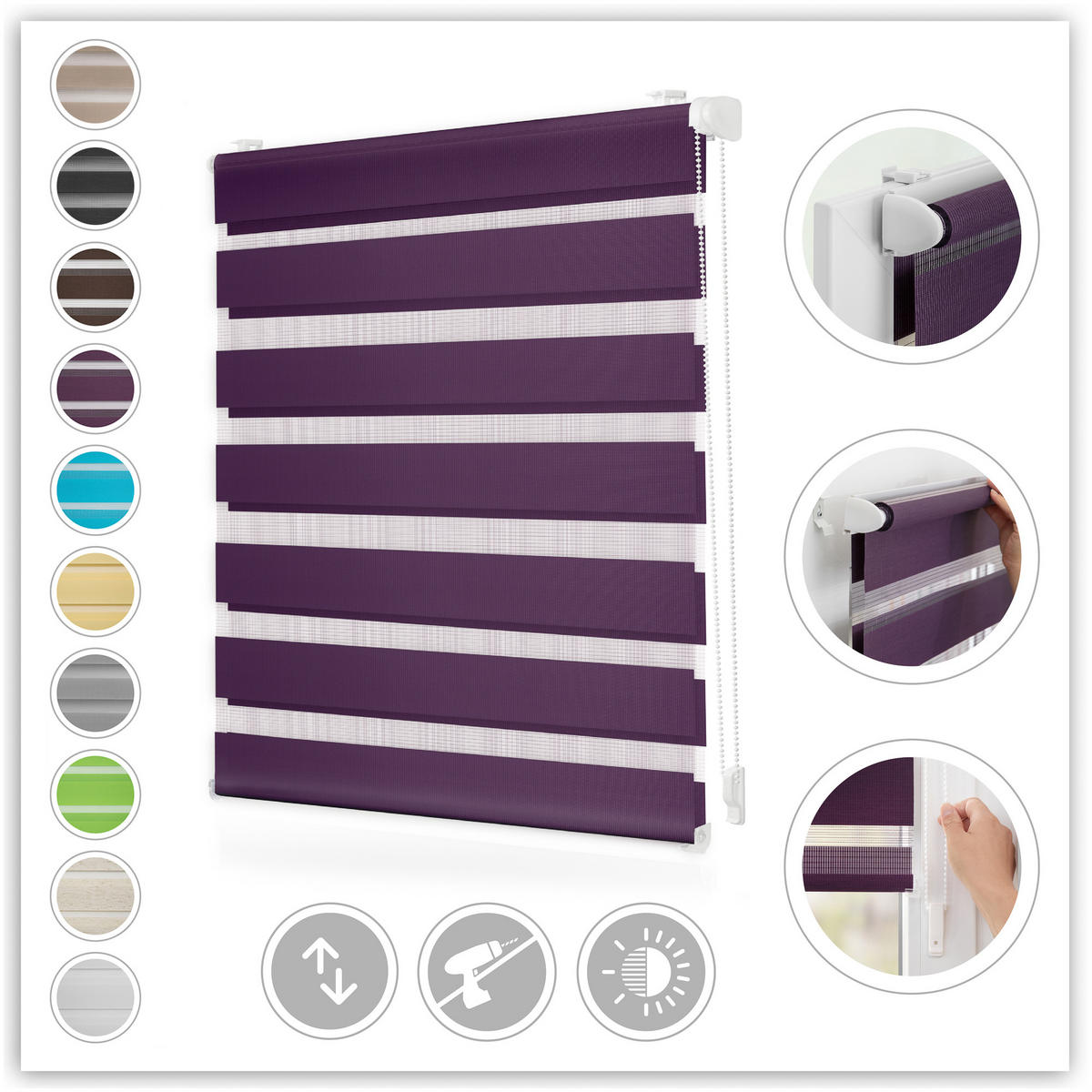 DUO ROLLO KLEMMFIX, OHNE BOHREN - Brombeere, Kunststoff (80/200cm) - Lichtblick Original