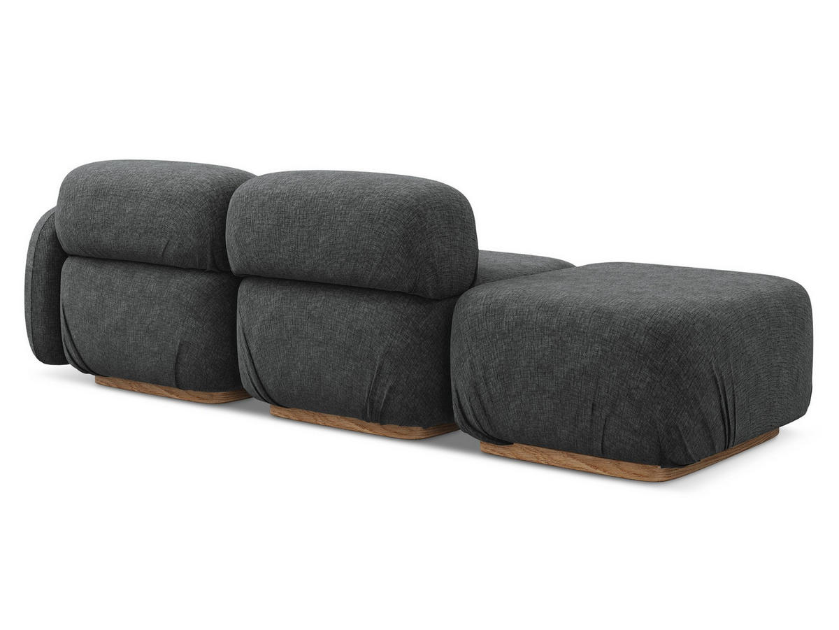 3-SITZER SOFA Links Chenille Stoff Grau - Dunkelgrau/Braun, Holz/Textil (258/73/95cm) - Makamii