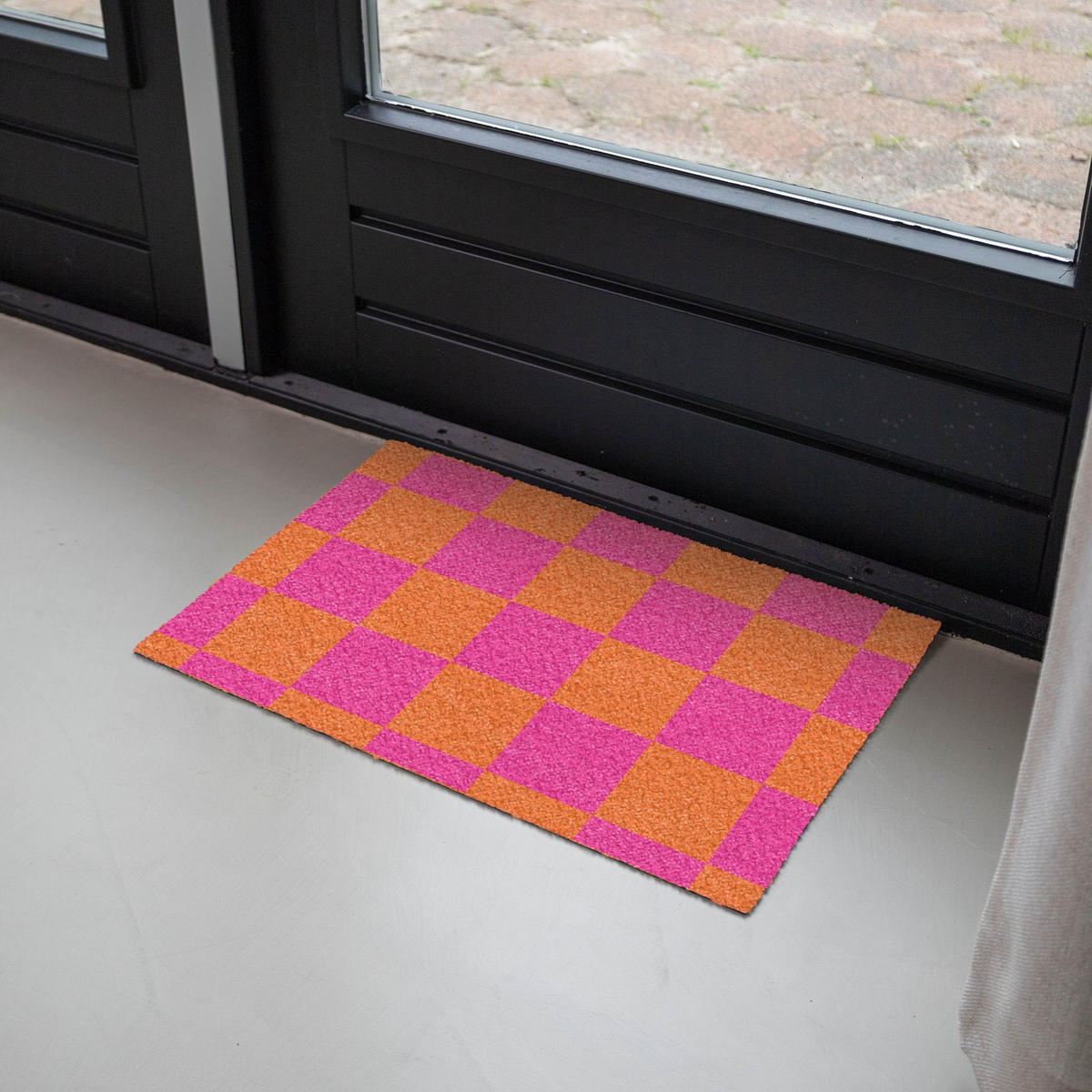 ROHOŽKA Šachovnicový potisk - Oranžová - Růžová - Bloky 60x40 cm - růžová, plast/umělá hmota (60/0.4cm) - MuchoWow