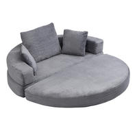 SOFABETT 2-in-1 klappbar 173x176 cm Cord Gray - Grau, Kunststoff (176/40/173cm) - Meubliv