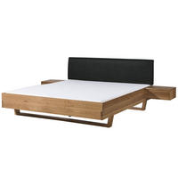 BETT mit Nachttisch Massivholz Eiche 160 x 200 x 86 natur FICHTELBERG #34 - Anthrazit/Naturfarben, Holz (160/200cm) - Massivmoebel24