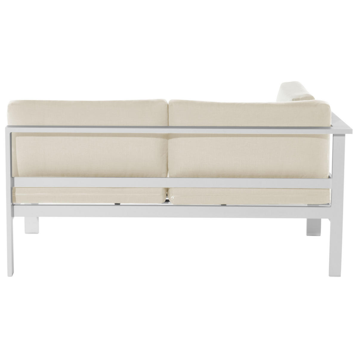 LOUNGE SET 5-Sitzer weiß Auflagen beige Messina - Beige/Weiß, Metall - Beliani