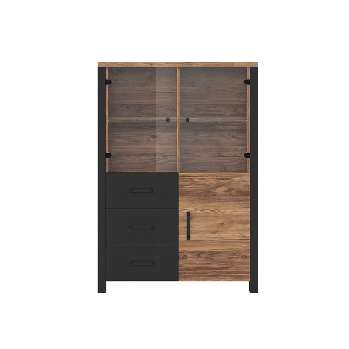 VITRINE Lyam Holz und Schwarz - Braun, Holzwerkstoff (101/146/43cm) - Petits-meubles