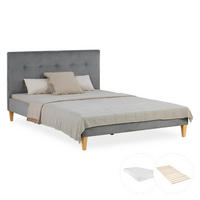 POLSTERBETT in Cord mit Matratze 140/200 cm in Grau - Grau, Textil (140/200cm) - Homestyle4u