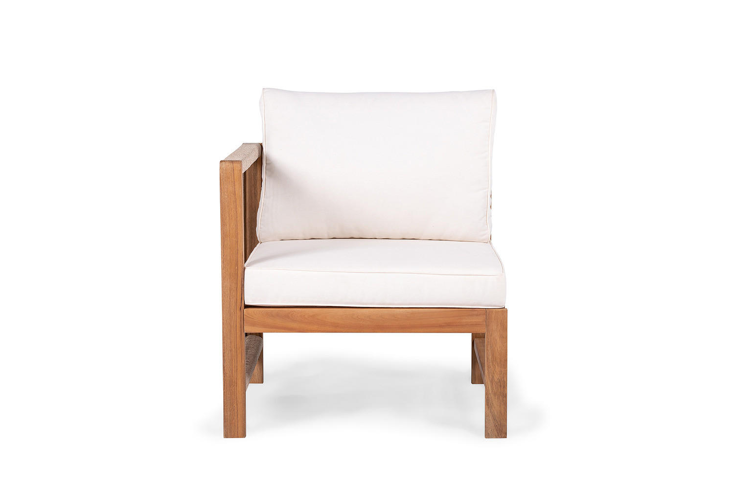 LOUNGESESSEL MIT 1 ARMLEHNE - Akazie massiv / Polyester - Braun / Beige - Beige/Braun, Holz/Textil (65/76/66cm) - home24