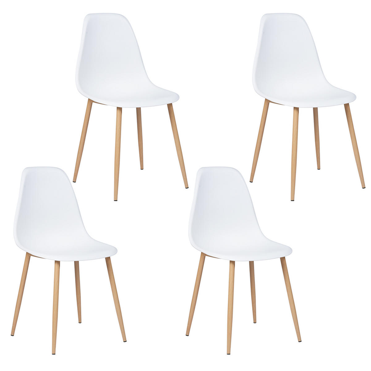 STUHL-SET 4 Stück in Eisen Kunststoff - Eichefarben/Weiß, Kunststoff/Textil (46/84/45cm) - Urban Meuble