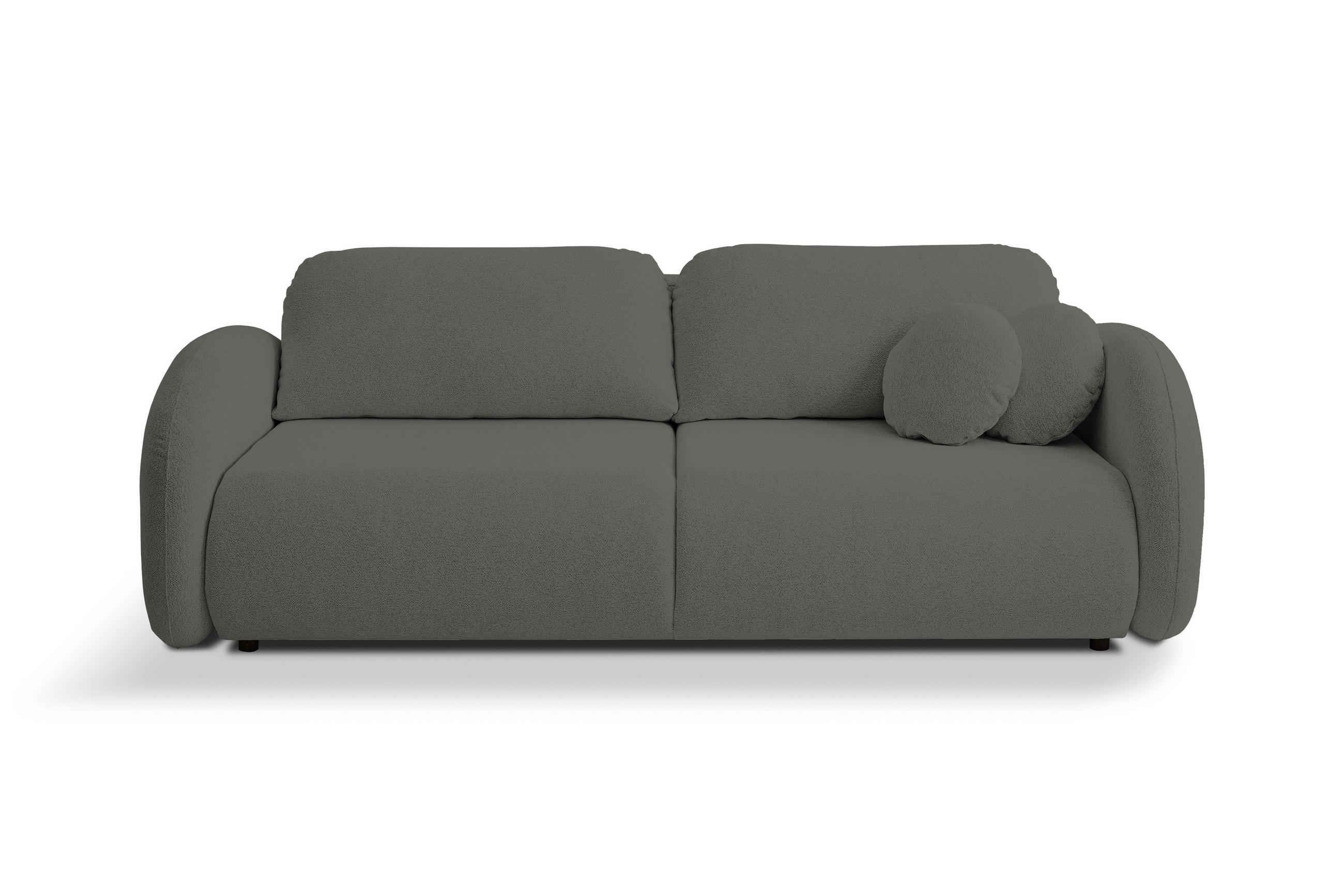 SOFA LOOP Schlaffunktion & Bettkasten PUR-Schaum Schwarze Kunststofffüße skandinavischer Stil lose Rückenkissen freistehend 234x112x86 cm Graphite - Graphitfarben, Holz/Textil (234/86/112cm) - DomoHome