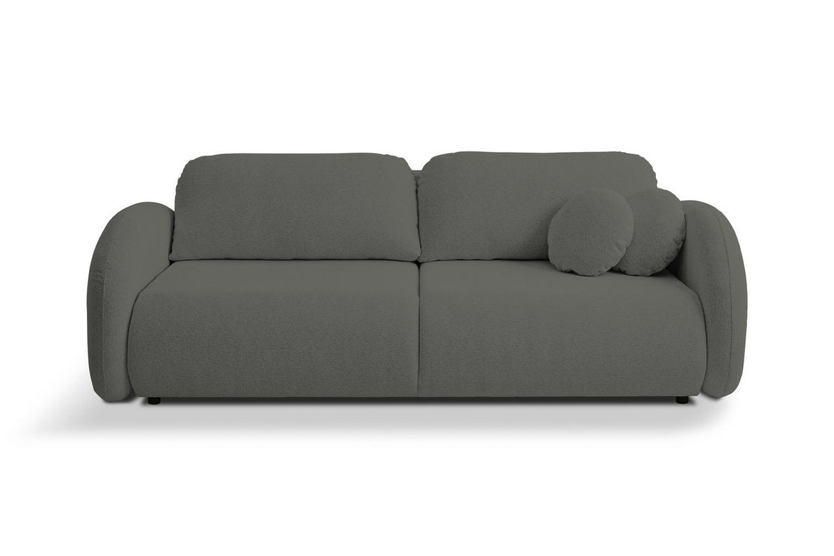SOFA LOOP Schlaffunktion & Bettkasten PUR-Schaum Schwarze Kunststofffüße skandinavischer Stil lose Rückenkissen freistehend 234x112x86 cm Graphite - Graphitfarben, Holz/Textil (234/86/112cm) - DomoHome