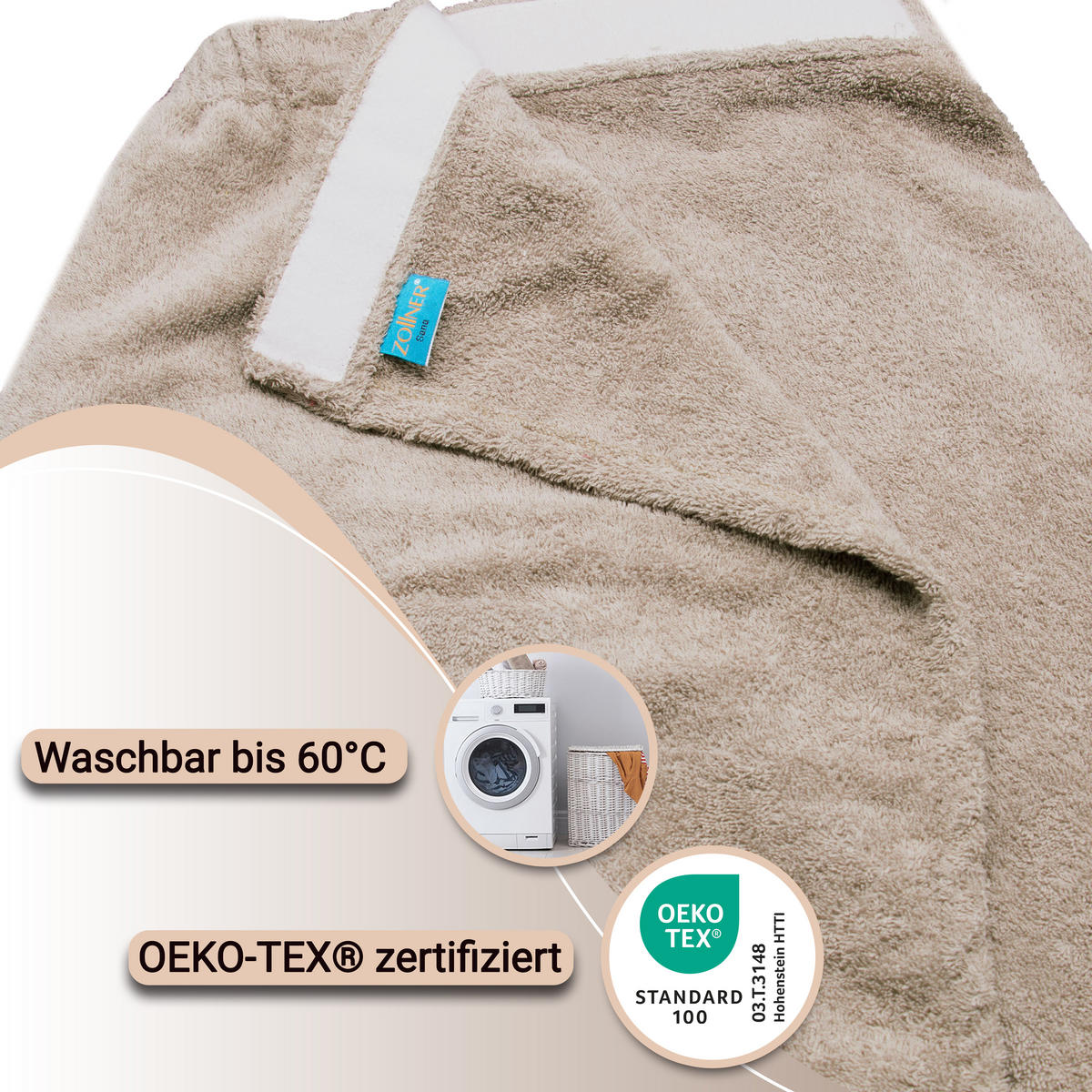 BADEMANTEL, S/M, 100% Baumwolle, Braun - Fango, Textil (S/Mcm) - Zollner