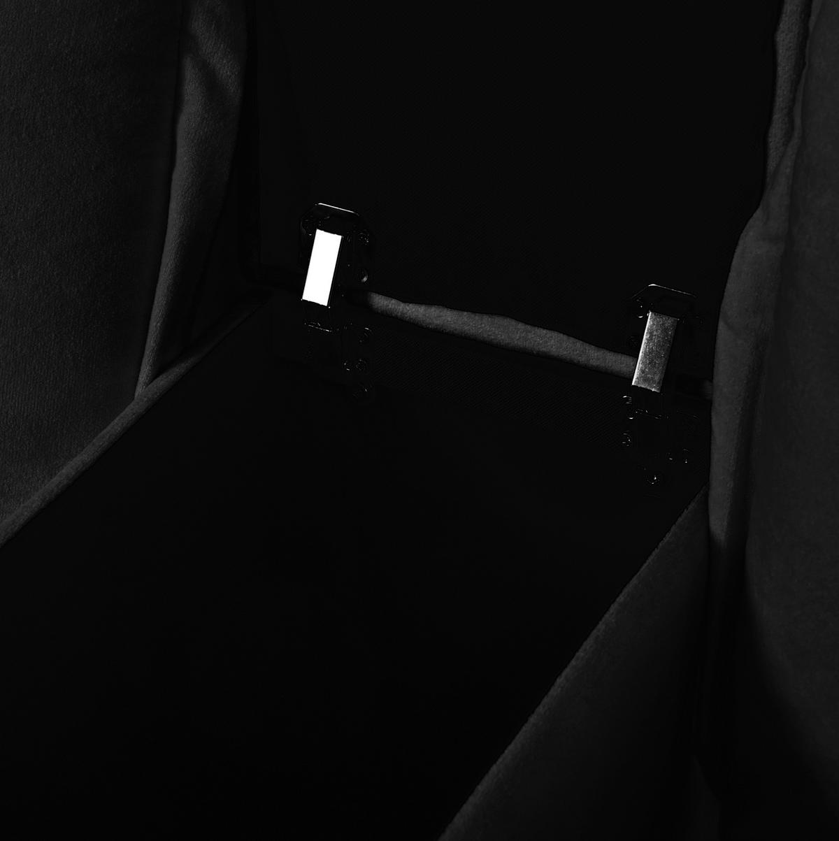 SOFA mit Ottomane und Stauraum 224 x 151 cm Chenille Black - Schwarz, Holzwerkstoff (151/224cm) - Meubliv