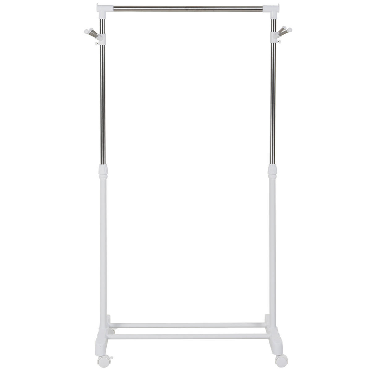 GARDEROBENSTÄNDER DE-09731 höhenverstellbar mit Rollen und Ablage Weiß - Weiß, Metall (42/145/68.5cm) - ComfortXL
