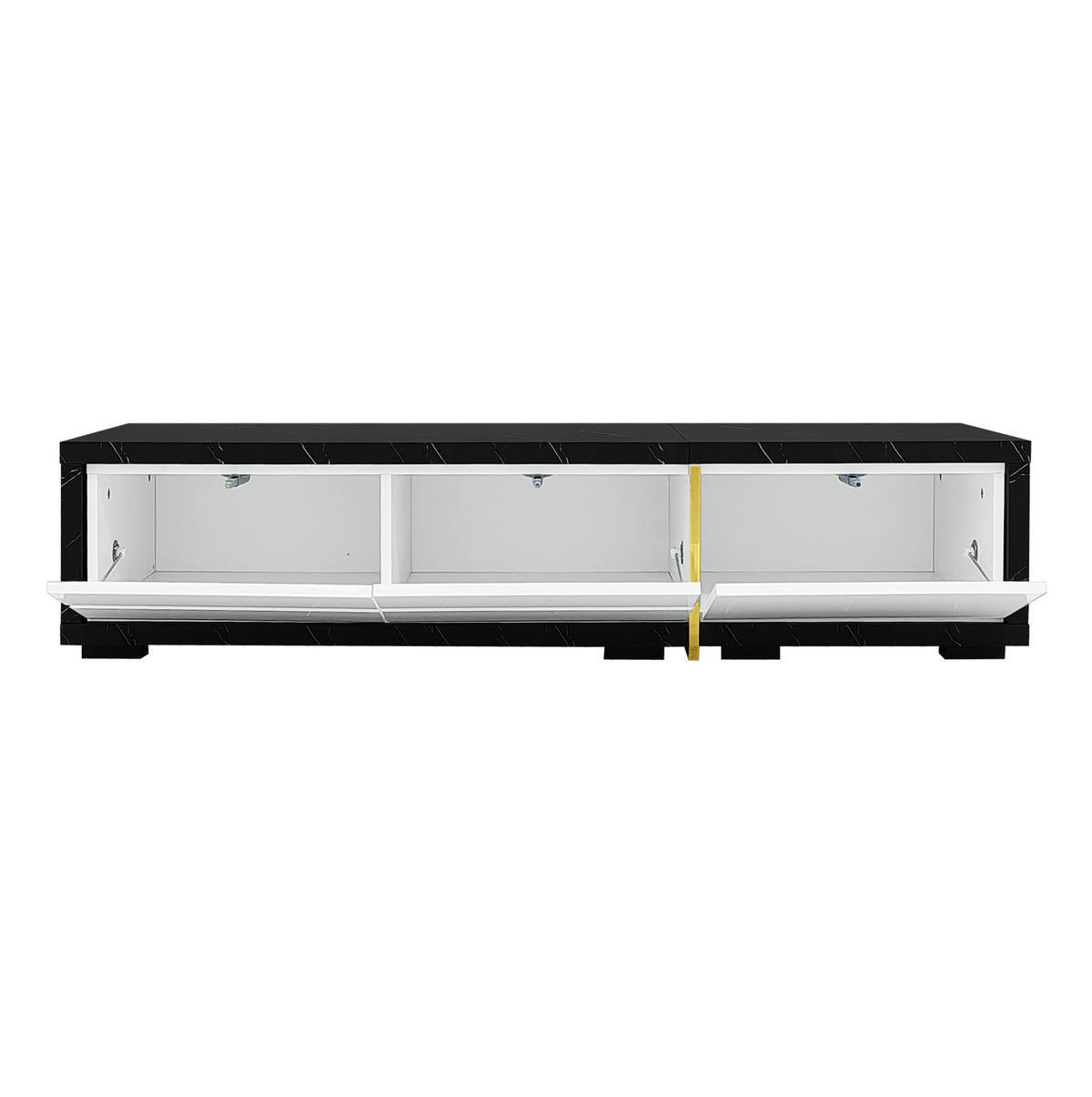 LOWBOARD 140/260 cm in Weiß/Schwarz aus MDF und Spanplatte drehbar - Weiß, Holzwerkstoff (40/30/260cm) - OKMYHOME