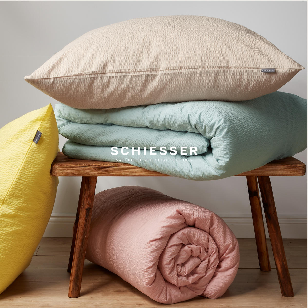 BETTWÄSCHESET Laura - Baumwoll Seersucker - 2-teilig - 135 x 200 cm - Hellgrün - Hellgrün, Textil (135/200cm) - SCHIESSER