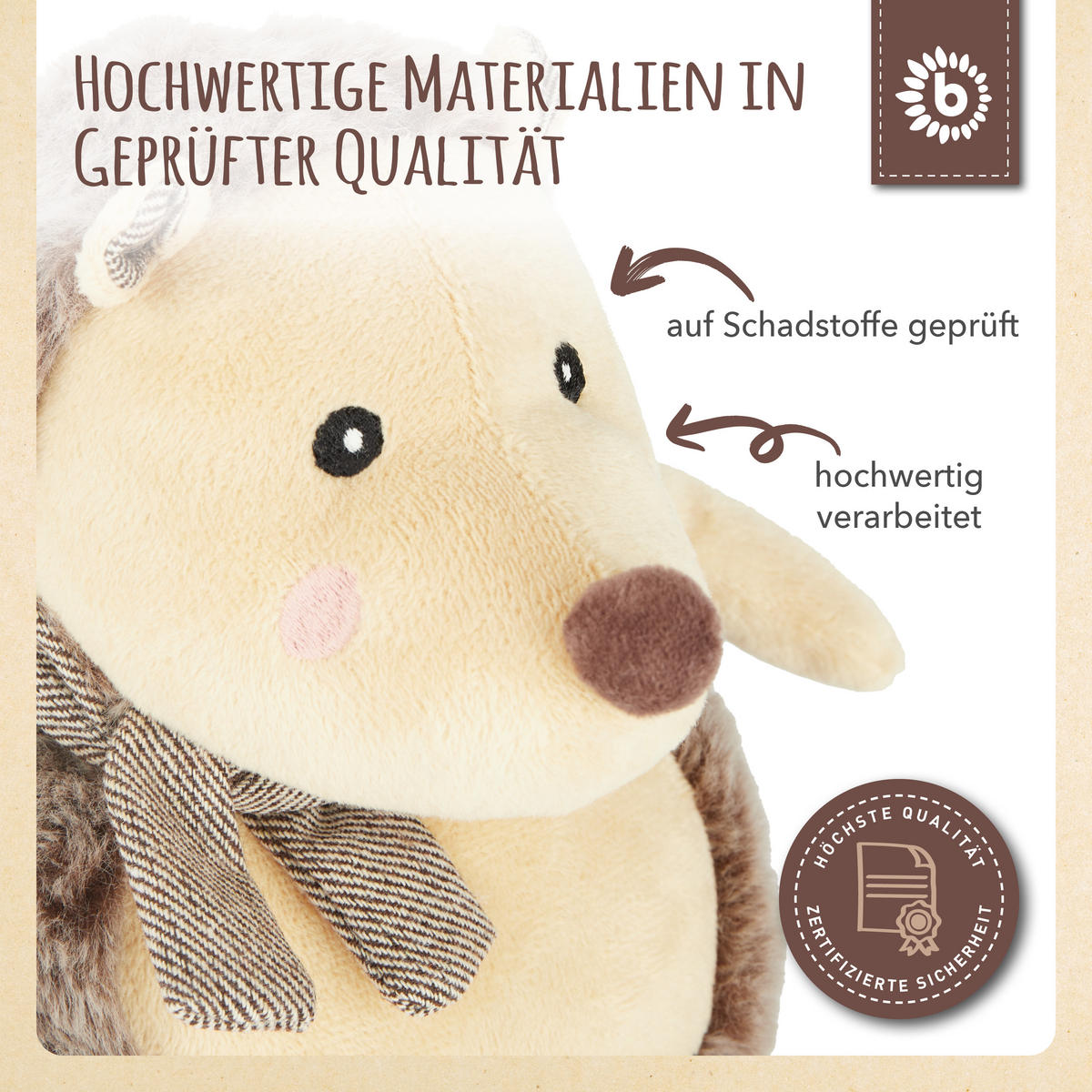 PLÜSCH Igel Spieltier 22 cm - ab Geburt - Braun, Textil (15/22cm) - Bieco Spielwaren