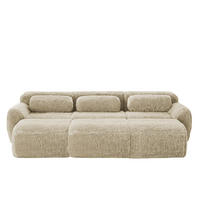 SOFA modular rahmenlos Plüsch Light Khaki - Braun, Kunststoff (179/73/291.1cm) - Meubliv