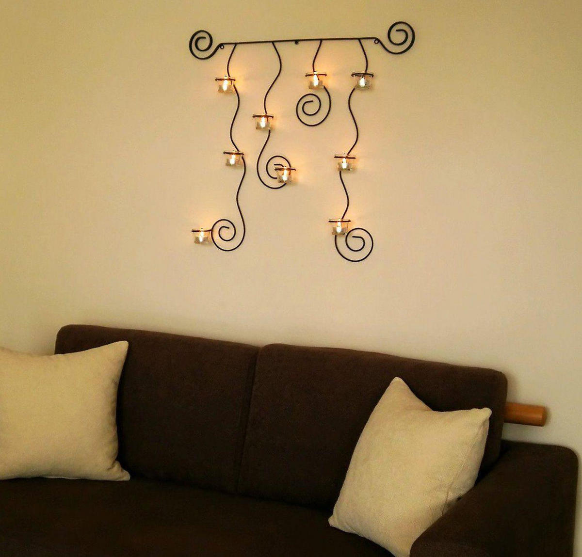 WANDTEELICHTHALTER Lysa Schwarz Wandkerzenhalter Metall 74cm - Schwarz, Metall (70cm) - DanDiBo