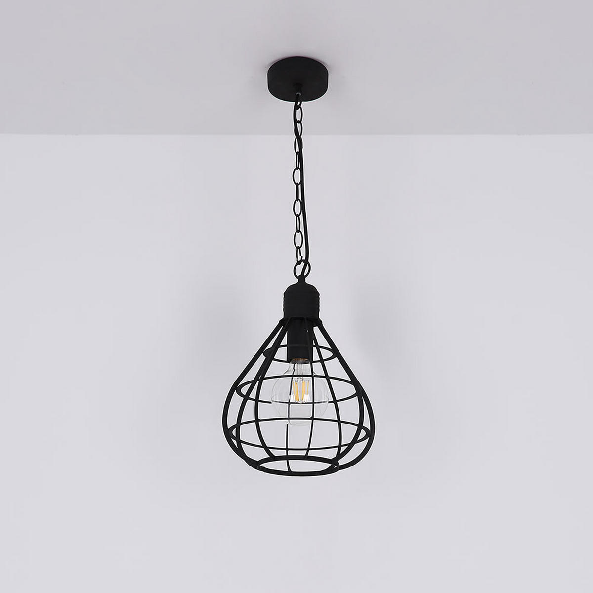 LED HÄNGELEUCHTE Metall Schwarz Gitteroptik - Schwarz, Metall (25/25/120cm)