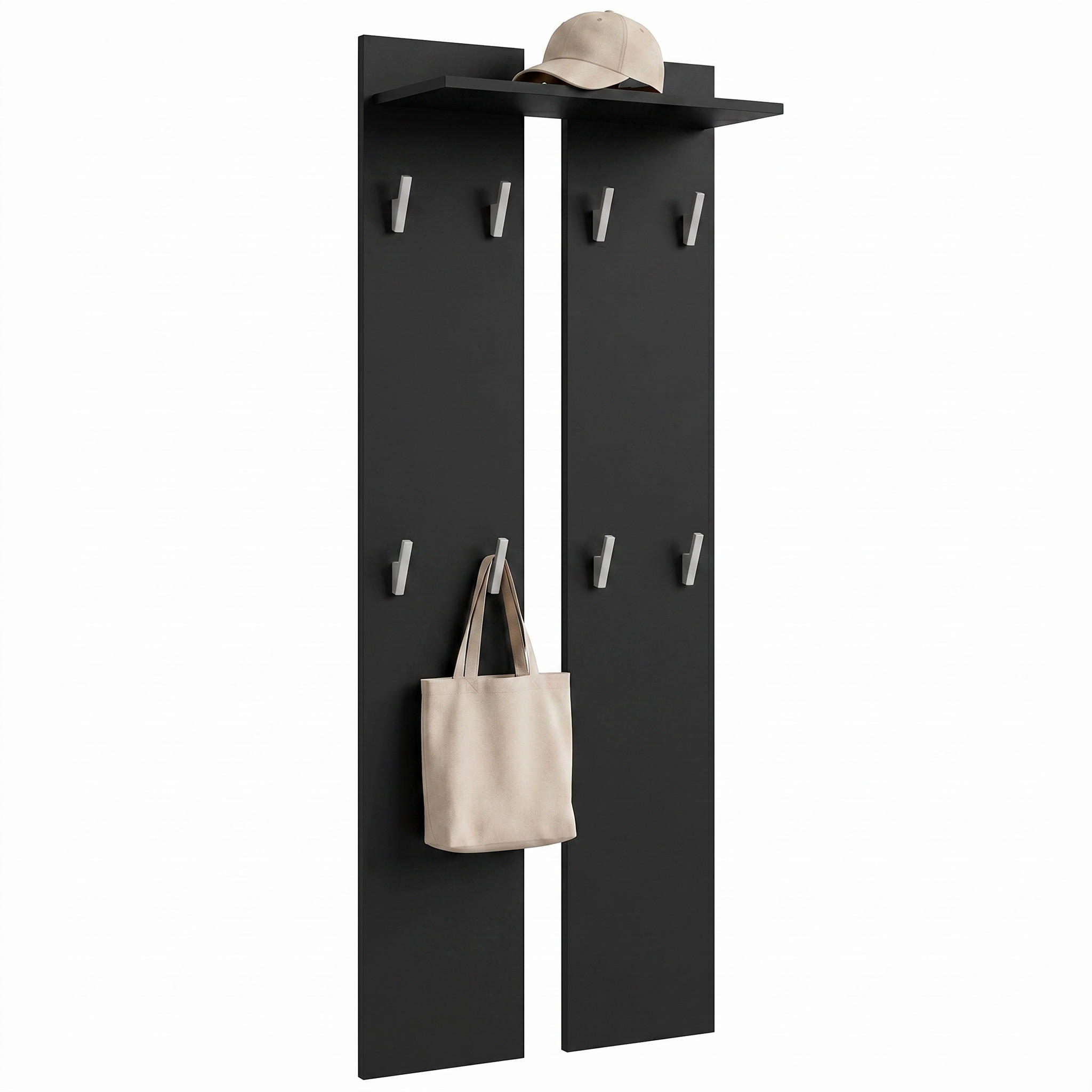 Vladon Garderobenpaneel Schwarz 57x170x20 cm