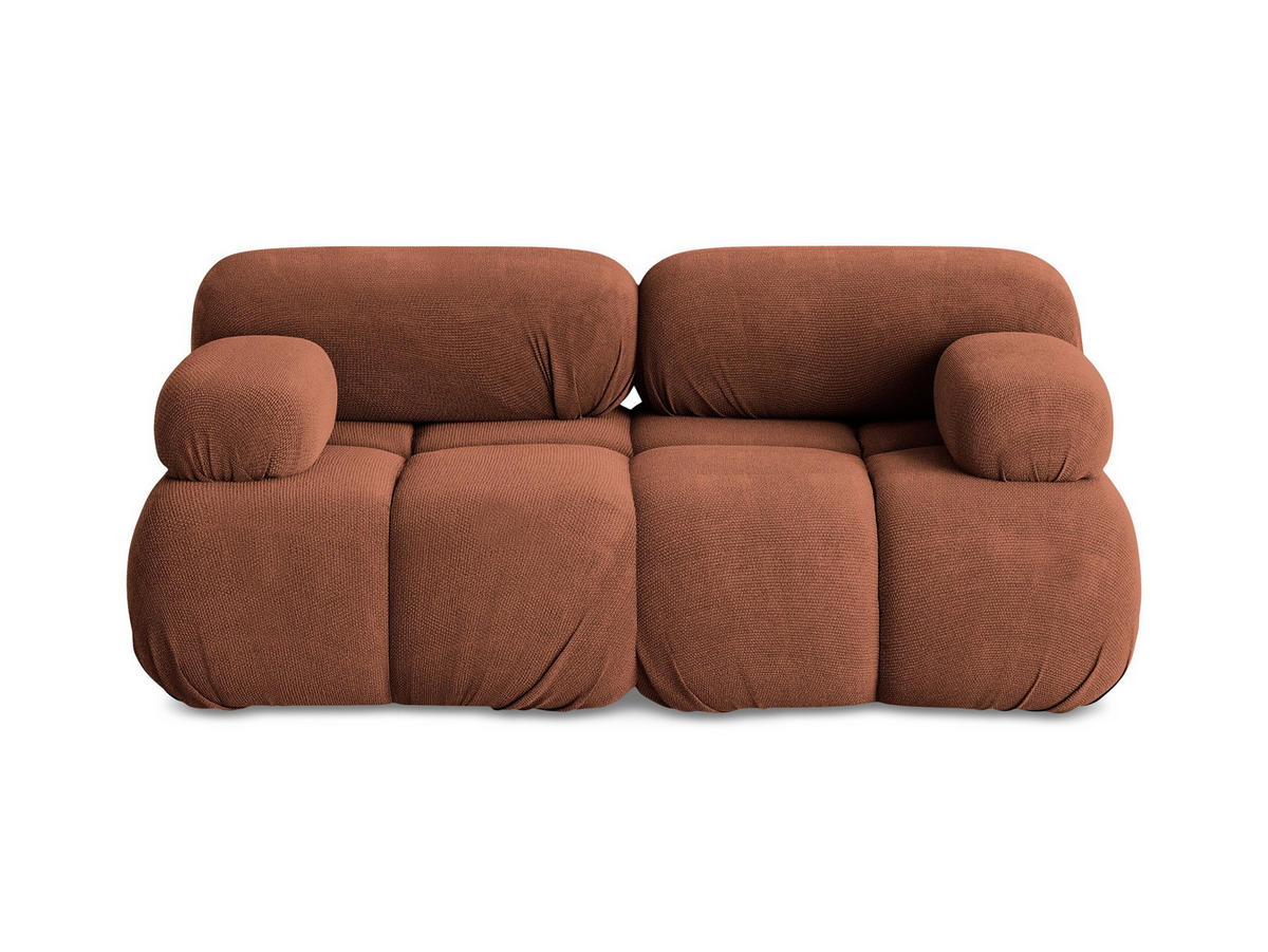 2-SITZER-SOFA Chenille Stoff Orange - Terra cotta/Schwarz, Kunststoff/Textil (190/70/96cm) - Makamii
