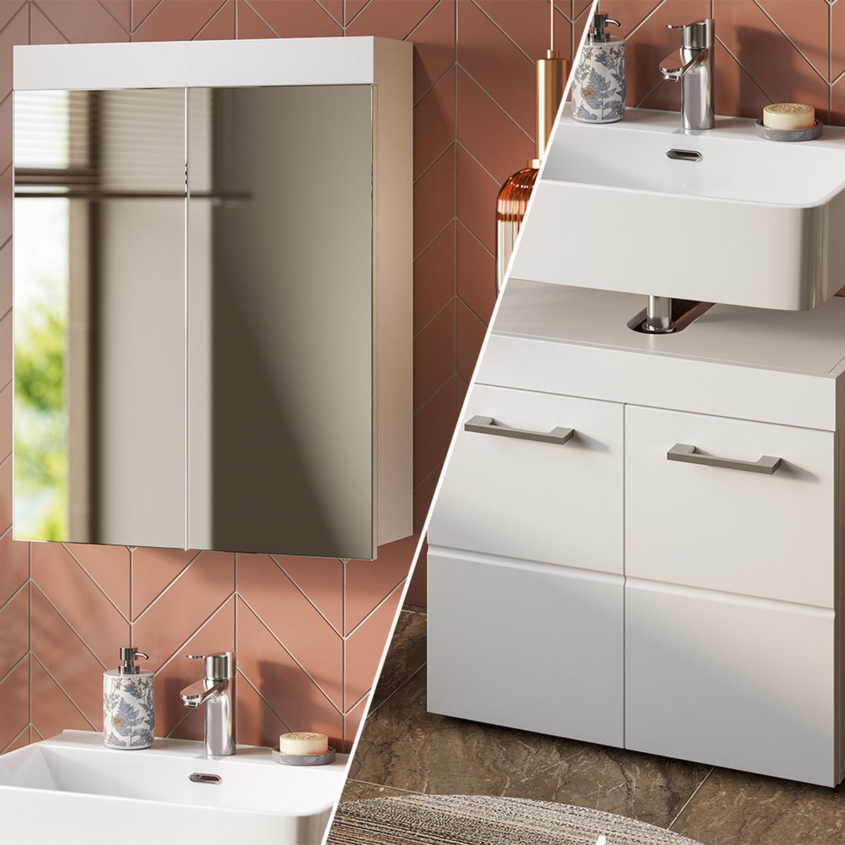 SADA NÁBYTKU DO KOUPELNY Luna Bílá - bílá, kompozitní dřevo (60/56/34cm) - Vicco