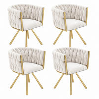 ESSZIMMERSTUHL 4er-Set drehbar Samt Beige/Gold - Beige, Metall (54/72/59.2cm) - Meubliv
