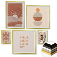 WANDBILDER 5er Set - 50x50 cm & 20x30 cm & 40x60 cm Goldrahmen - Ein entspannter Buddha am Strand - Goldfarben, Kunststoff (40/60cm) - ArtPrintCave