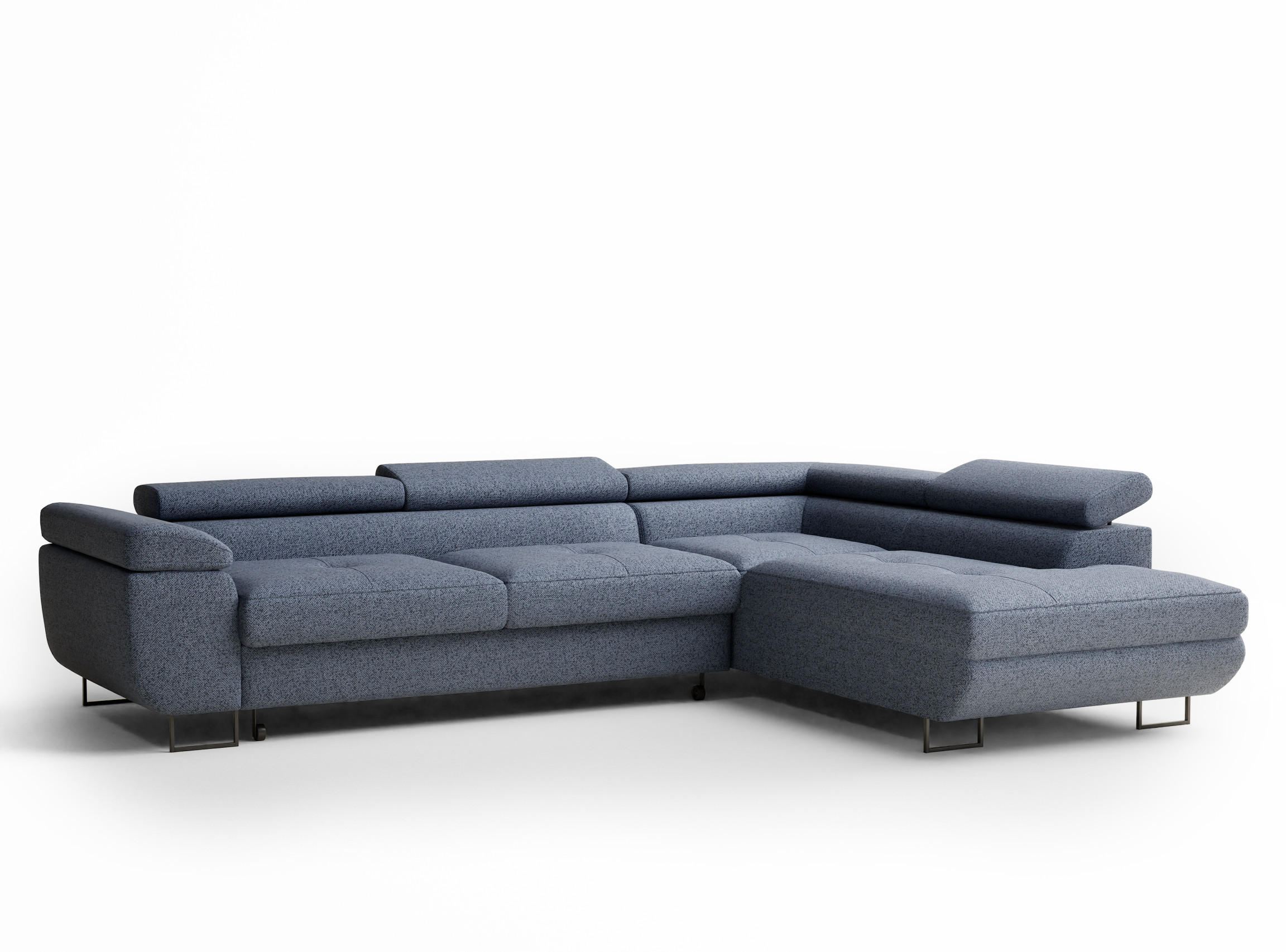 ECKSOFA MIT SCHLAFFUNKTION Concord Blau Grau Webstoff - Blaugrau/Schwarz, Holz/Holzwerkstoff (277/203cm) - Maison de Reve