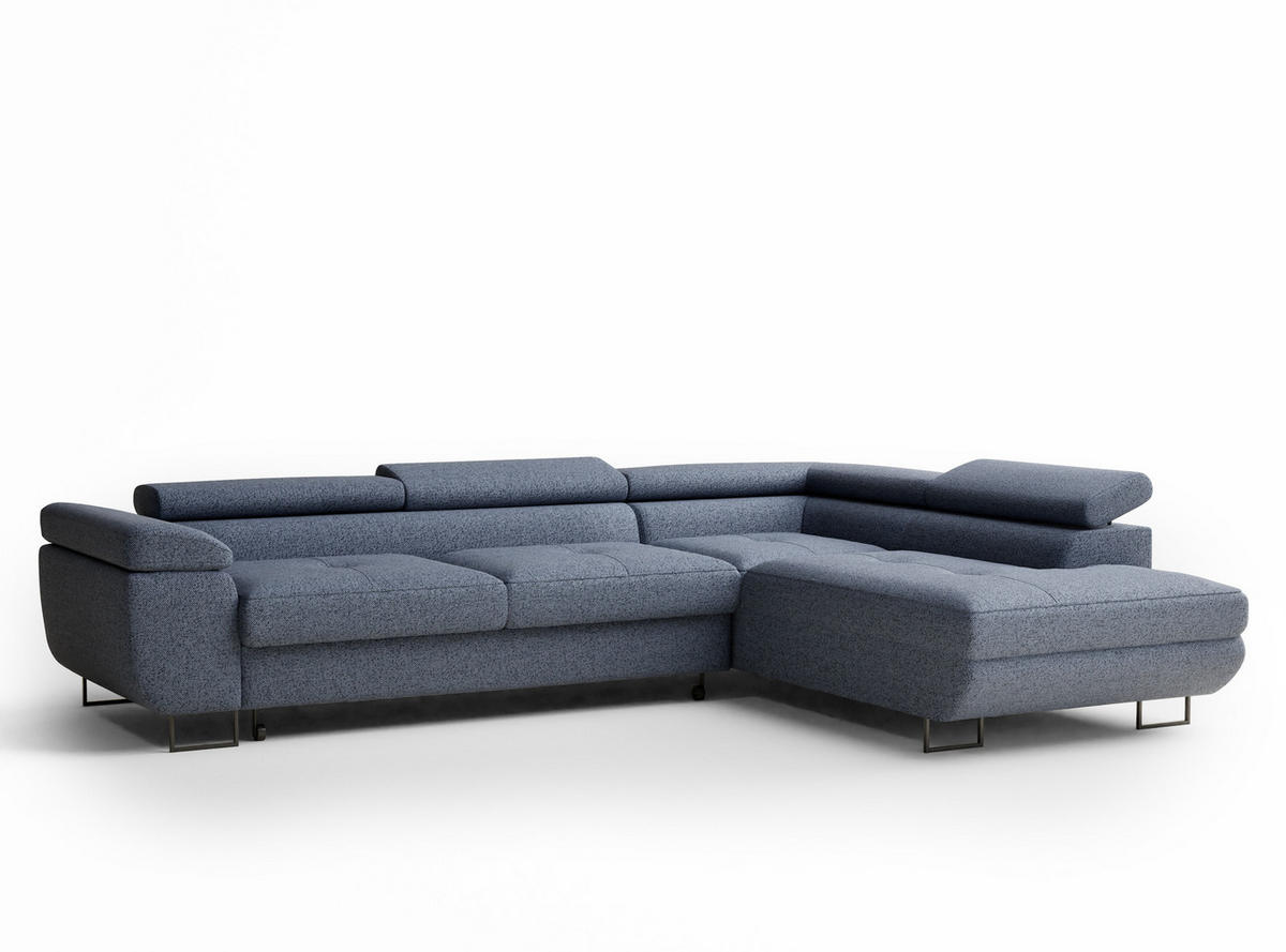 ECKSOFA MIT SCHLAFFUNKTION Concord Blau Grau Webstoff - Blaugrau/Schwarz, Holz/Holzwerkstoff (277/203cm) - Maison de Reve