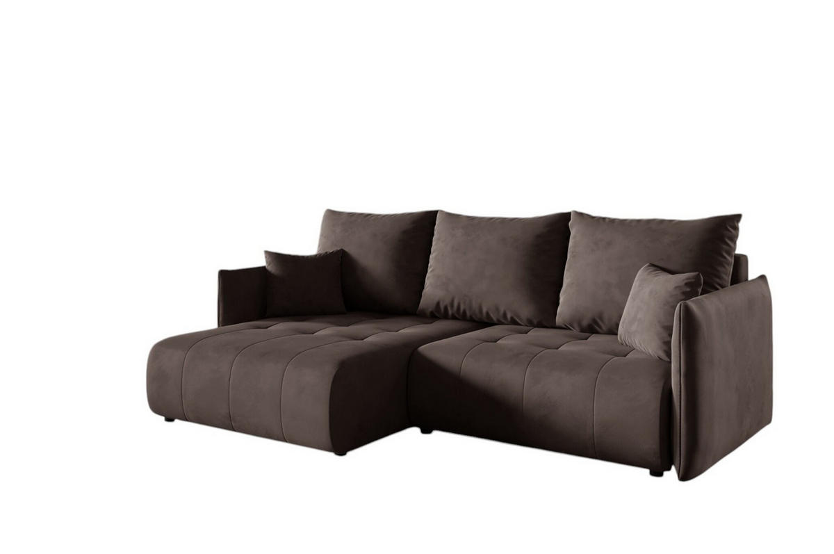 ECKSOFA Canio - Dunkelbraun, Holzwerkstoff/Textil (221/153cm) - Fun Möbel