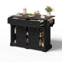 KÜCHENINSEL 120/45(70)/91 cm Schwarz aus MDF mit klappbarer Arbeitsplatte - Schwarz, Holzwerkstoff (70/91/120cm) - OKMYHOME