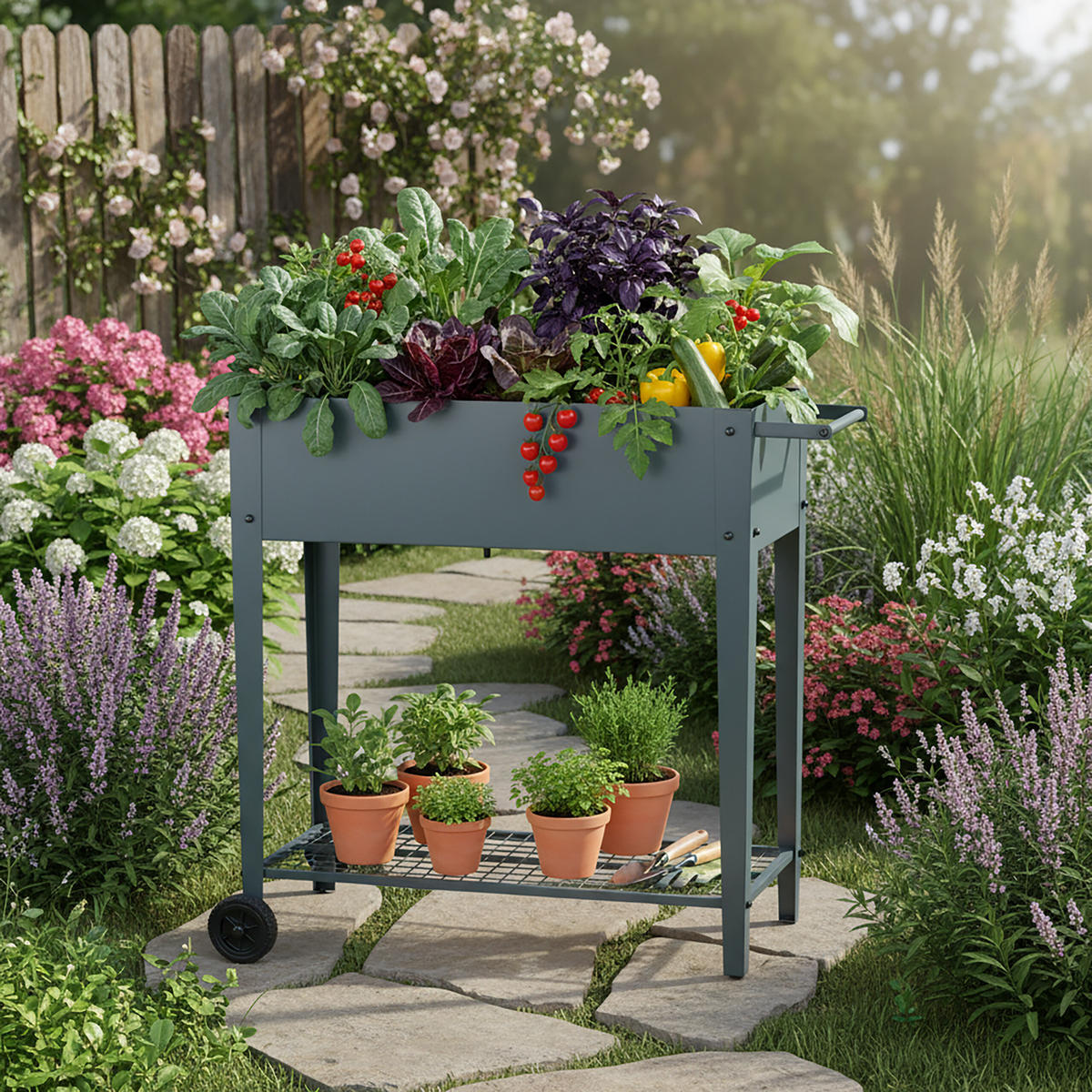 GREDICA - antracit, metal/plastika (85/80/50cm) - Relaxdays