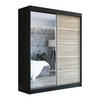 SCHWEBETÜRENSCHRANK 180 CM PIK Farbe: Schwarz / sonoma - Schwarz/Braun, Holzwerkstoff (180/215/59.5cm) - A&J MöbelLand