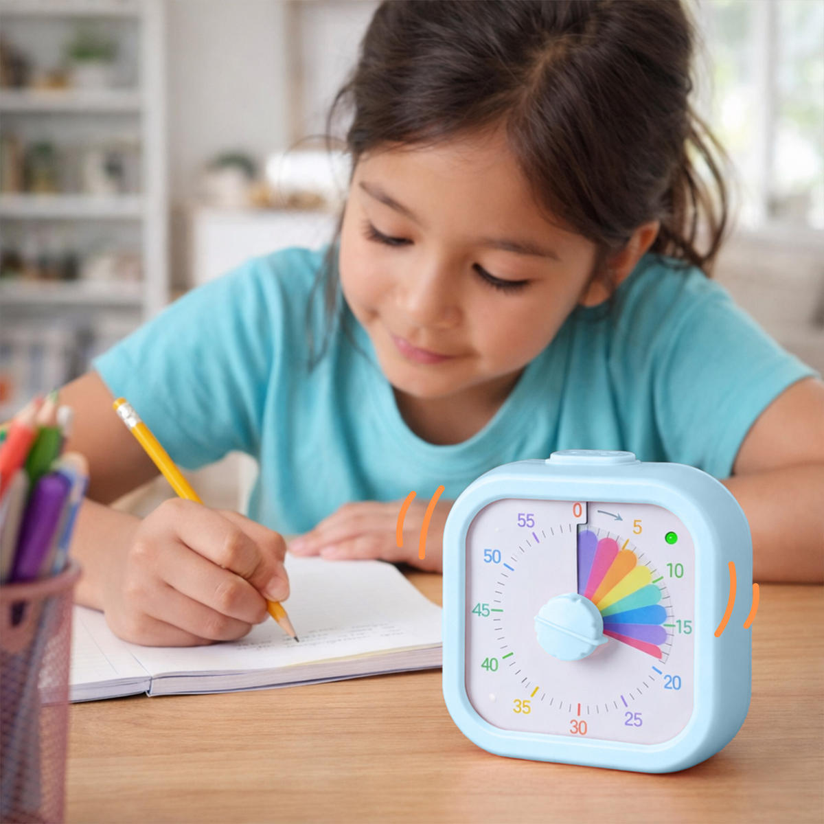 TIMER Blå visuell plast 60 minuter fyrkantig - Blå, Plast (9/9/4.5cm) - Relaxdays