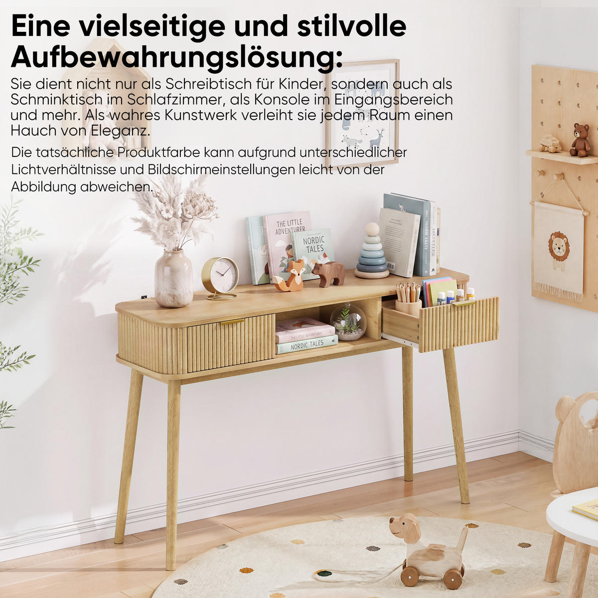 KONZOLOVÝ STOLEK Mid-century se 2 zásuvkami, dubový dekor - barva dubu, kompozitní dřevo (35/120/77.6cm) - Urban Meuble